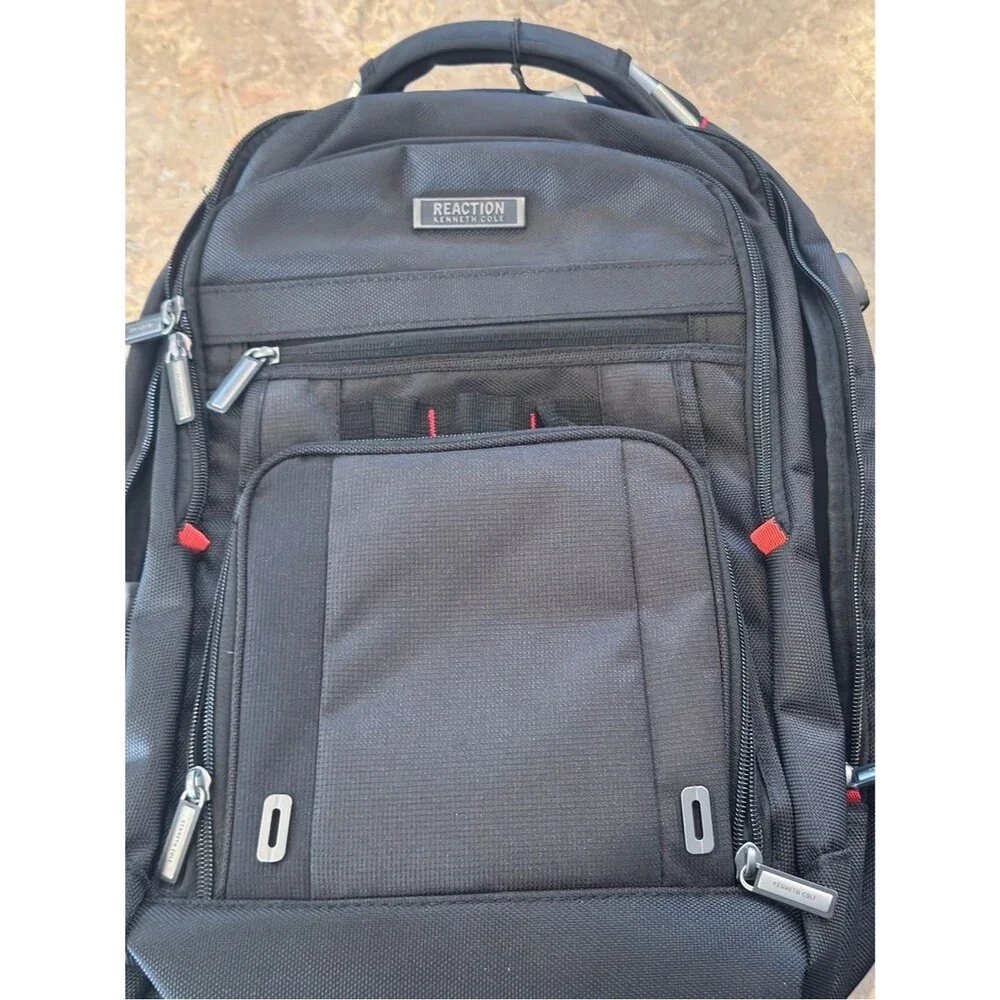 Kenneth Cole Reaction Black Backpack with Red Accents, travel bag